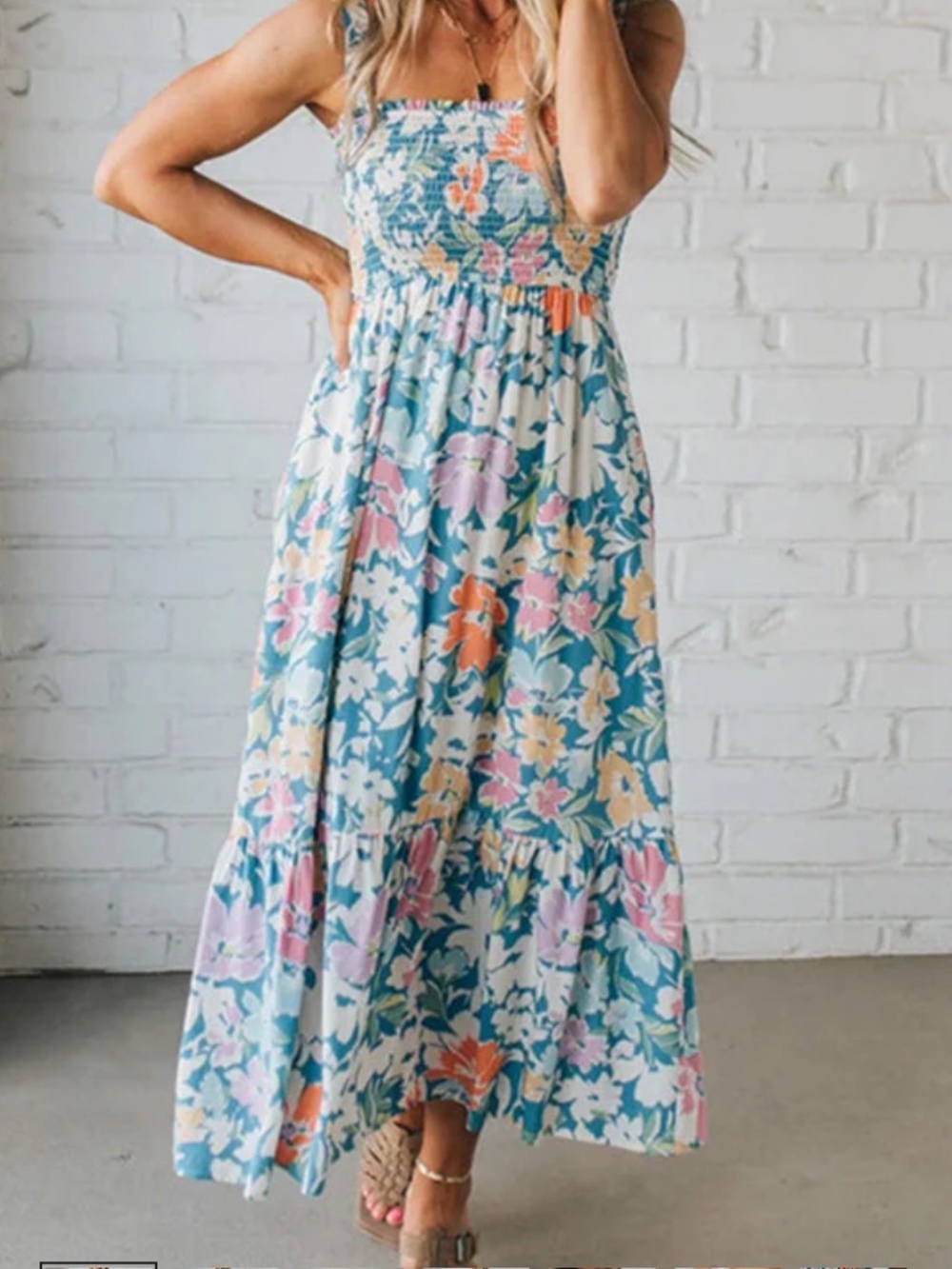 Carter & Lane smocked floral maxi dress -never worn-